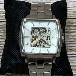 Kenneth Cole‎ Reaction Mens Watch Silver Tone Skeleton Automatic KC3770